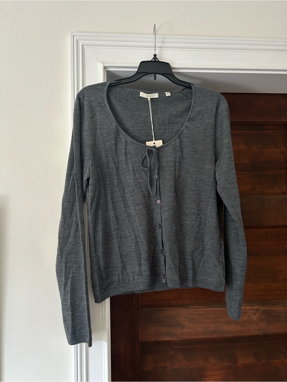 NWT Doen Naida Wool Cardigan Charcoal Gray, size L